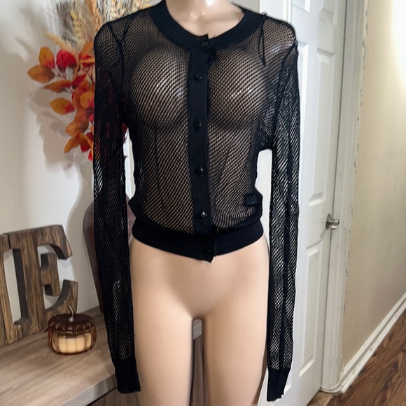 Zara Sheer Black Mesh Blouse - Picture 1 of 2